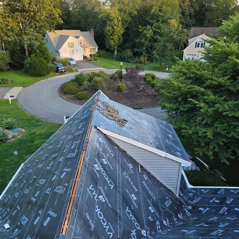 Ice and water shield roofing underlayment on roof installation