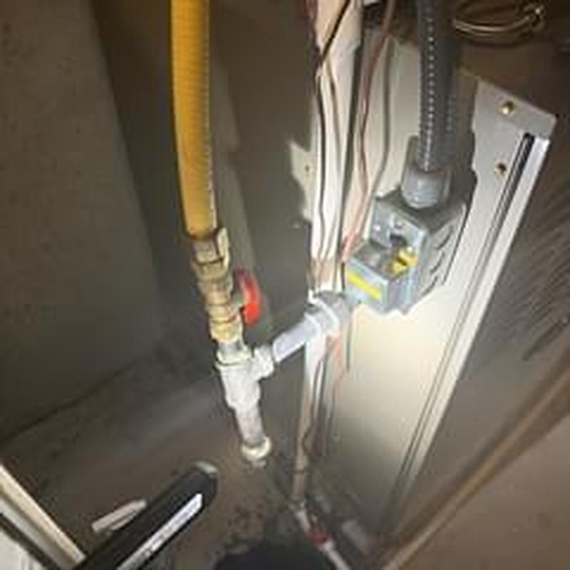 Furnace gas line with valve and connections