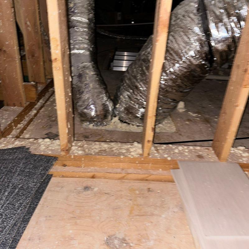 HVAC insulated air ducts behind wall framing HVAC insulated air ducts behind wall framing