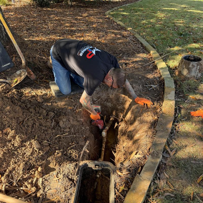 Irrigation waterline excavation and pipe repair in soil