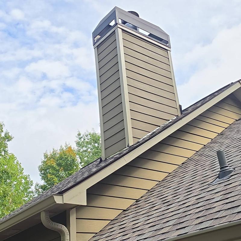 Chimney restoration with CertainTeed Landmark Pro shingles Chimney restoration with CertainTeed Landmark Pro shingles