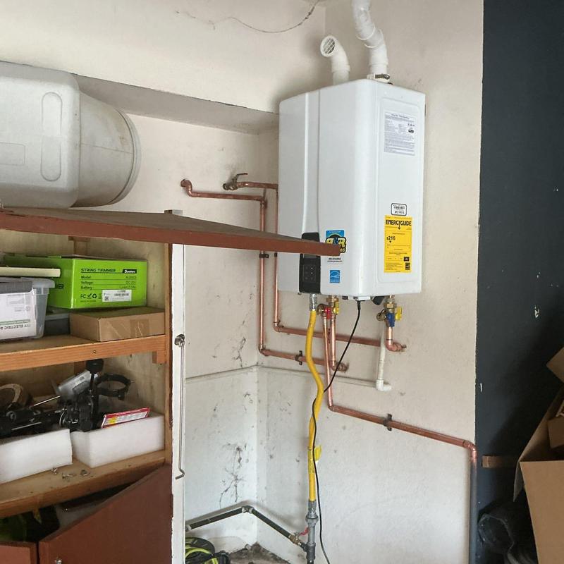 Navien tankless water heater with recirculating pump installation