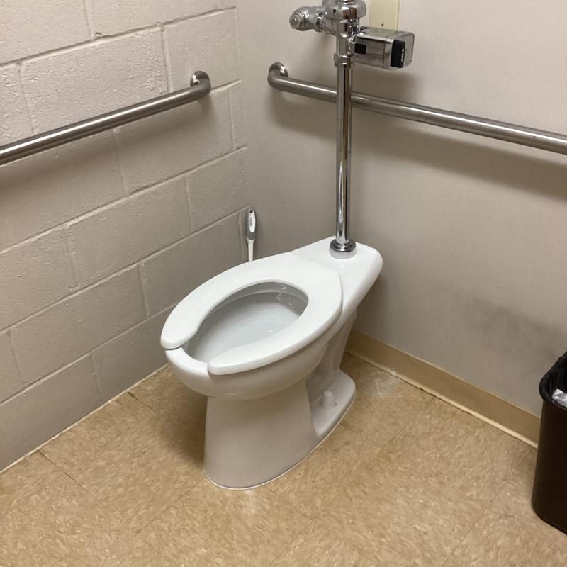 Toilet with auto flush valve and flushometer installation Toilet with auto flush valve and flushometer installation