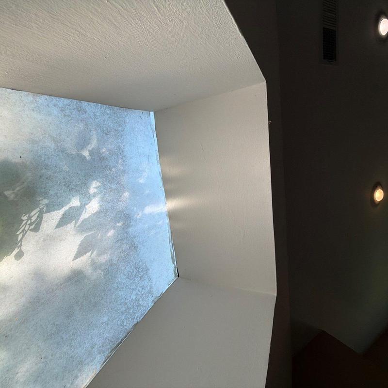 Skylight frame with light and shadow patterns
