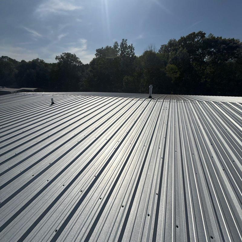 Metal roof panels with hail damage inspection