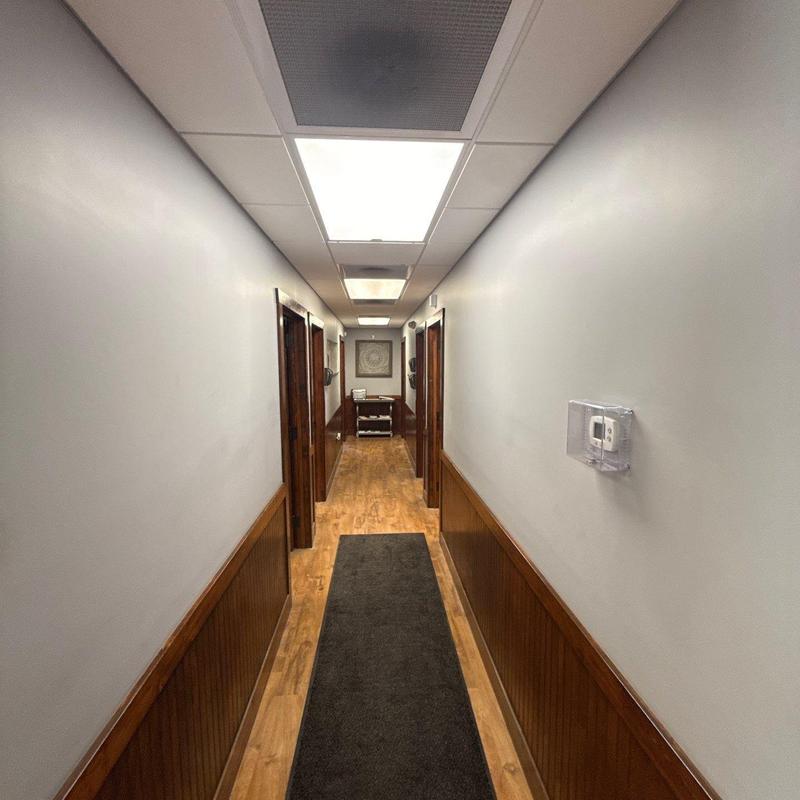 Ceiling light panel and vent inspection in hallway
