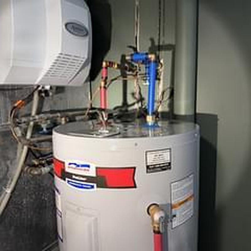 50-gallon electric tall water heater with plumbing connections