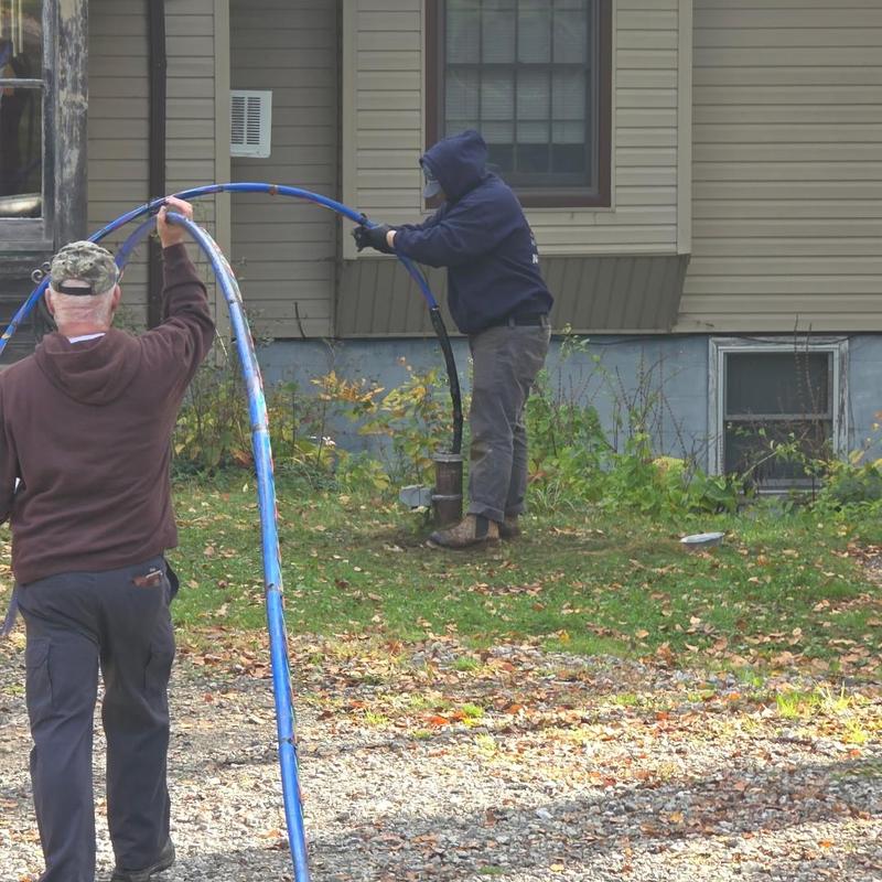 Deep well pump replacement with poly pipe and wiring