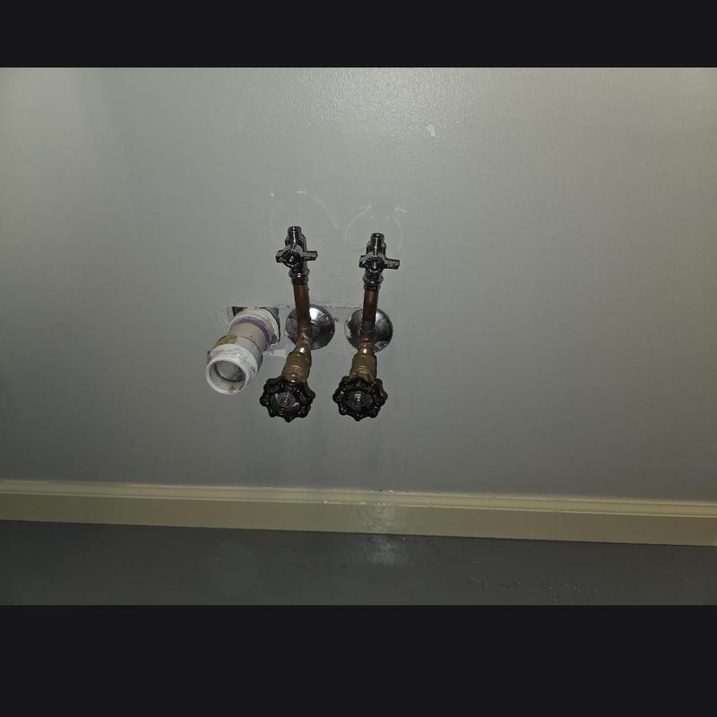 Laundry tub water supply valves and drain installation