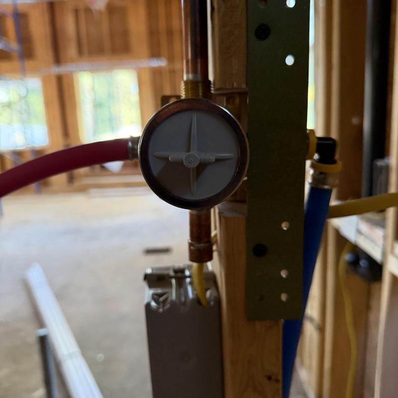 Gas pressure regulator installed in new plumbing rough-in Gas pressure regulator installed in new plumbing rough-in