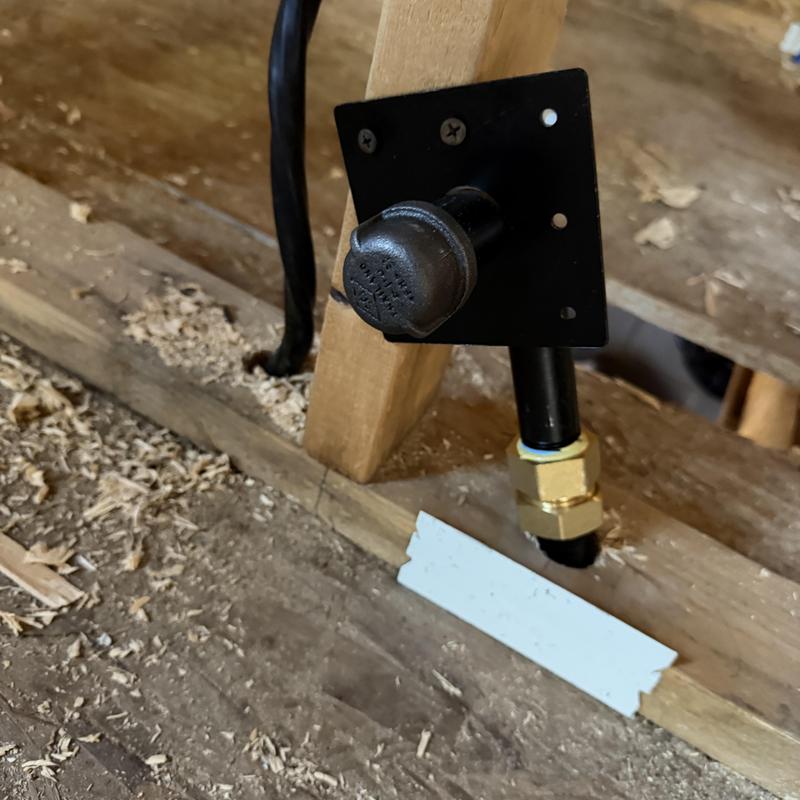 Gas drop installation with black iron pipe and fitting Gas drop installation with black iron pipe and fitting
