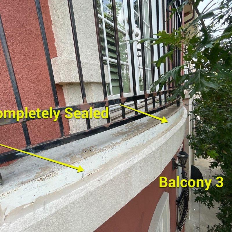 Concrete balcony edge sealing with iron railing Fort Worth Concrete balcony edge sealing with iron railing Fort Worth