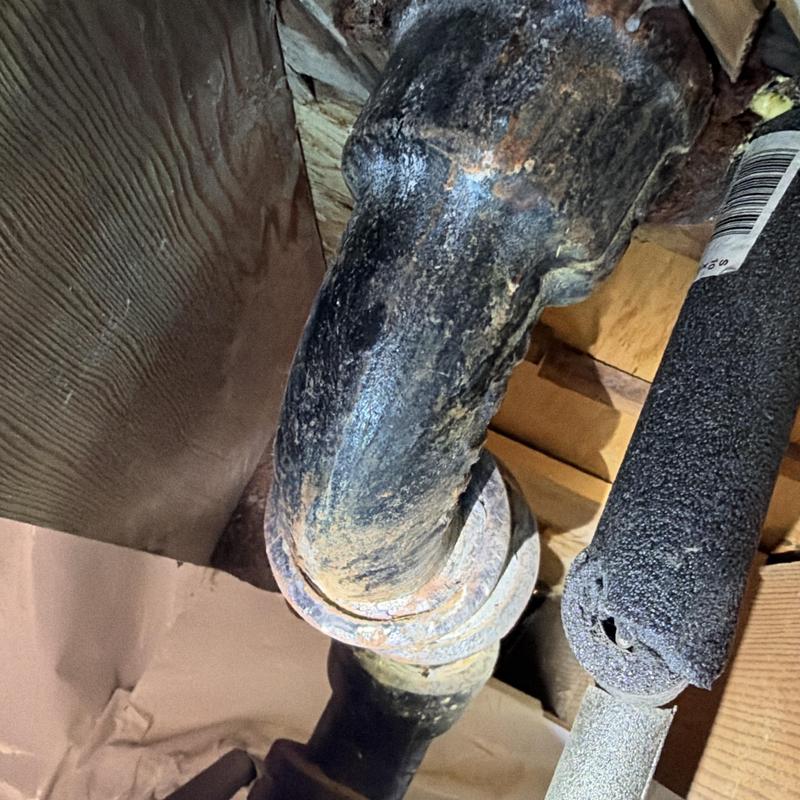Cast iron plumbing drain pipes with joint corrosion