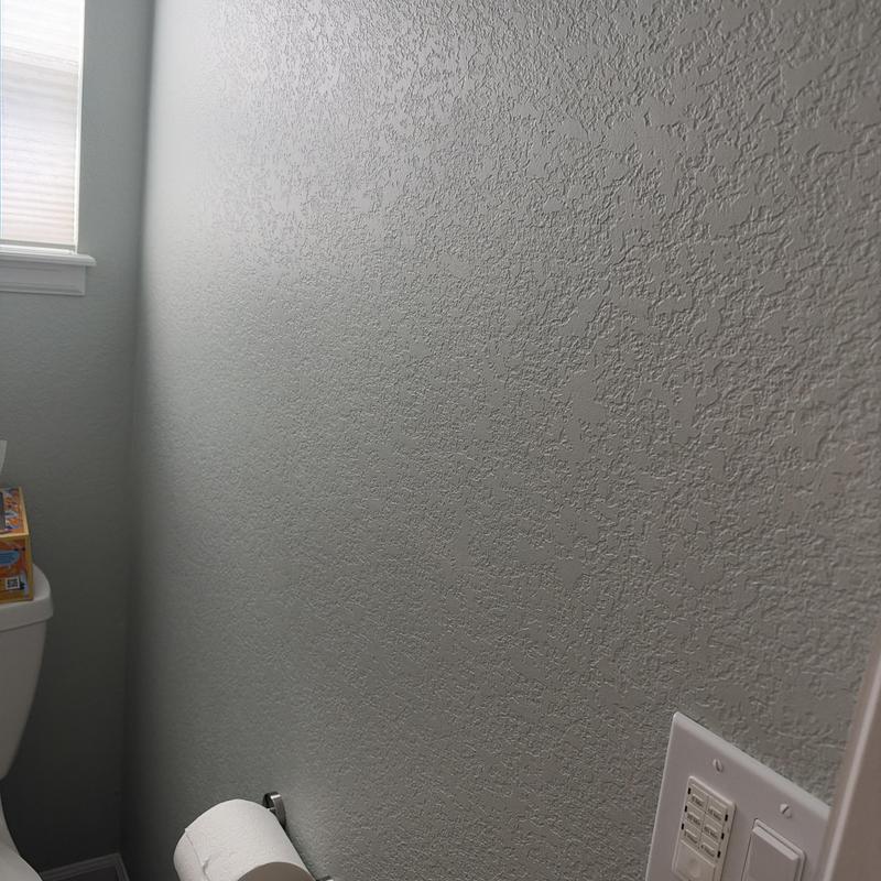 Toilet paper roll and light switch panel in bathroom corner