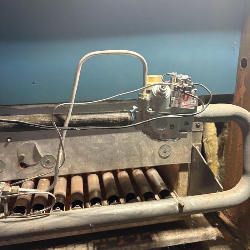 Gas valve assembly on natural gas boiler burner system