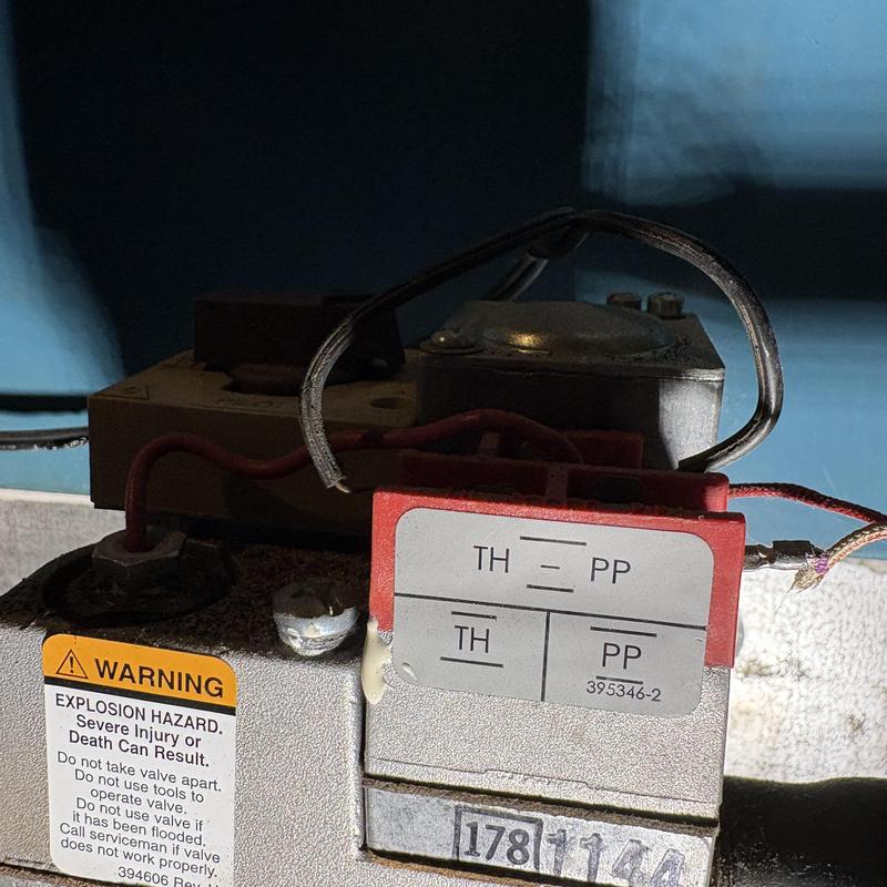 Gas valve solenoid on natural gas boiler thermal pile