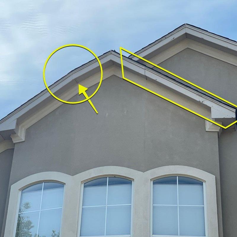 Stucco columns and roofline trim crack damage Stucco columns and roofline trim crack damage