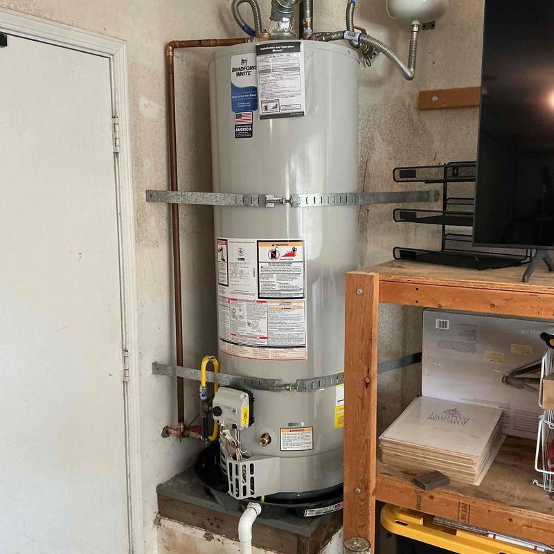 50-gallon water heater with seismic straps installed
