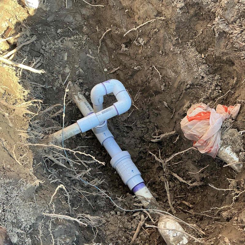 1-1/2 inch PVC pipe and tee underground section replacement