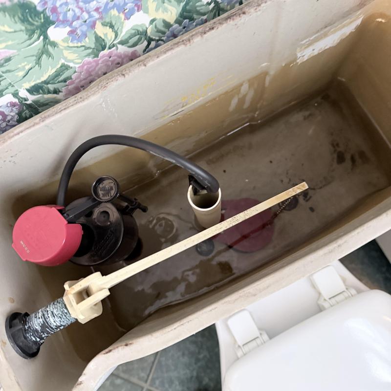 Toilet tank fill valve and flush mechanism interior