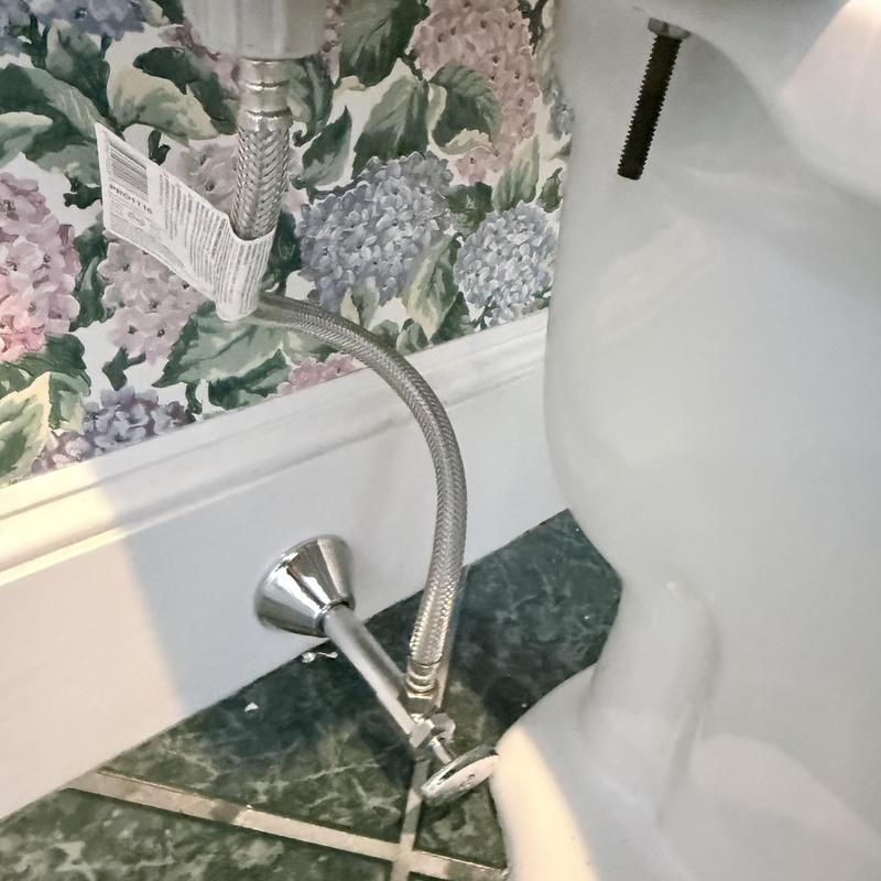 Toilet water supply line with shutoff valve installation
