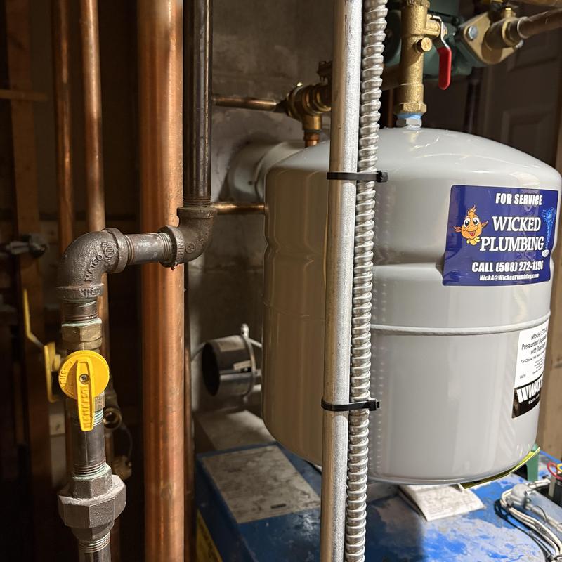 Boiler expansion tank and pressure regulator assembly
