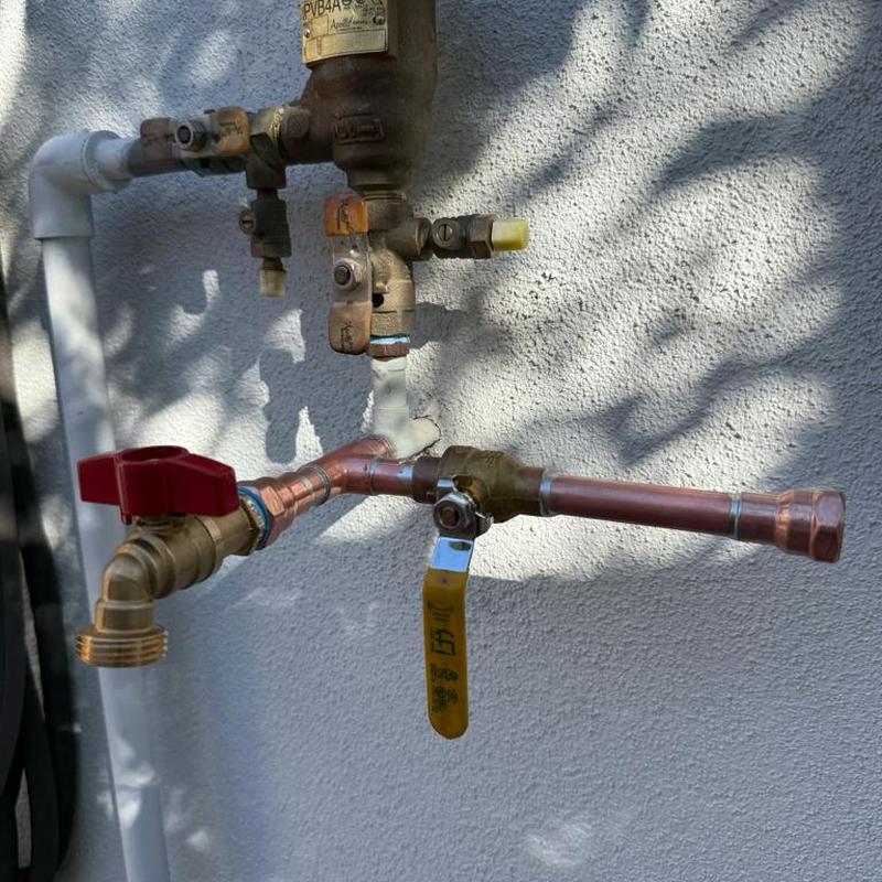 Outdoor hose bib with ball valve and copper piping