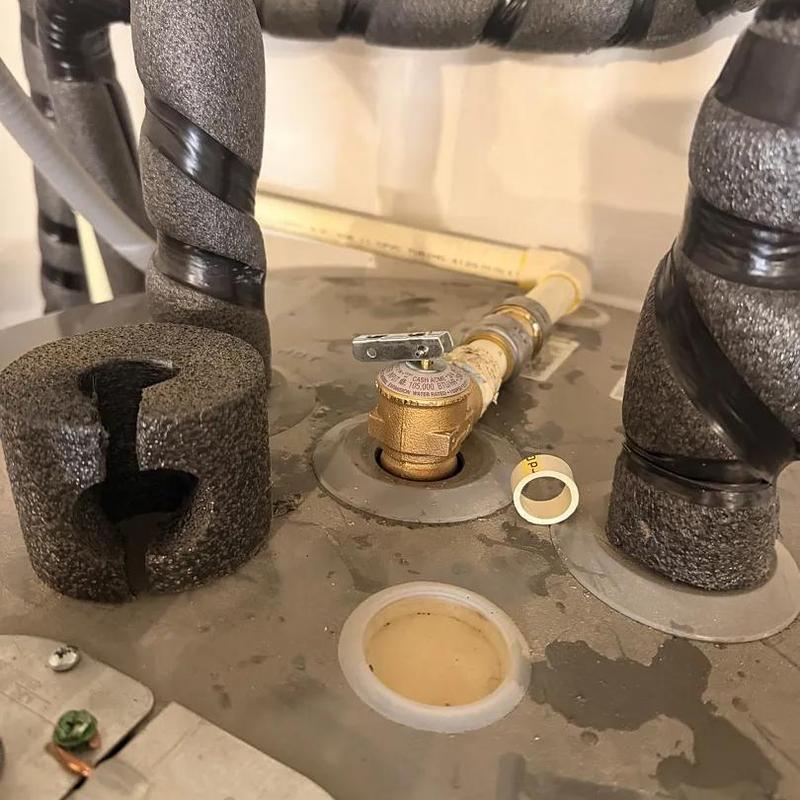 Temperature and pressure relief valve on water heater Temperature and pressure relief valve on water heater