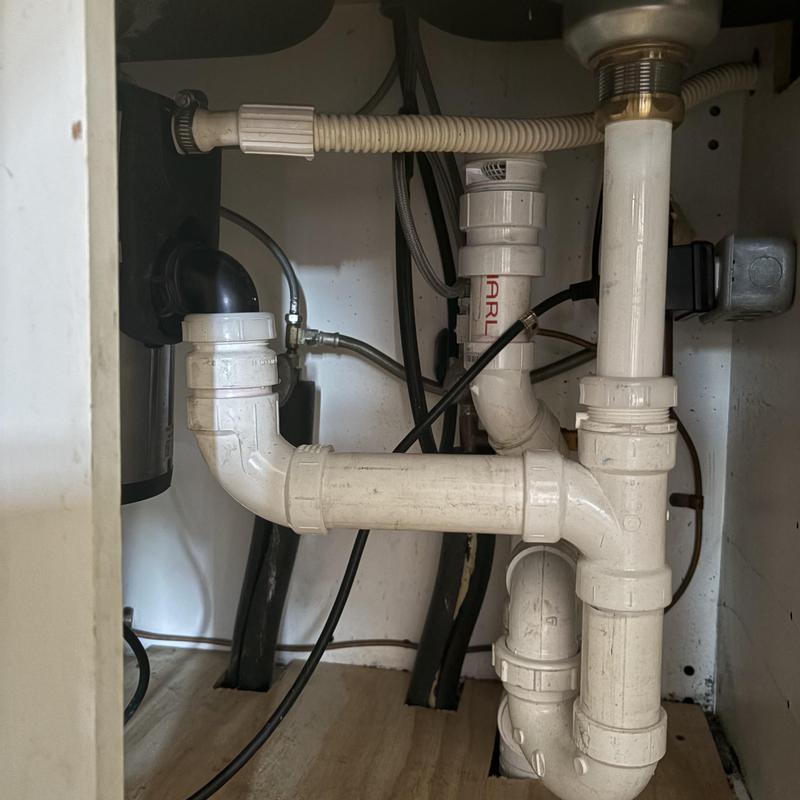 PVC kitchen sink drain pipes under cabinet replacement
