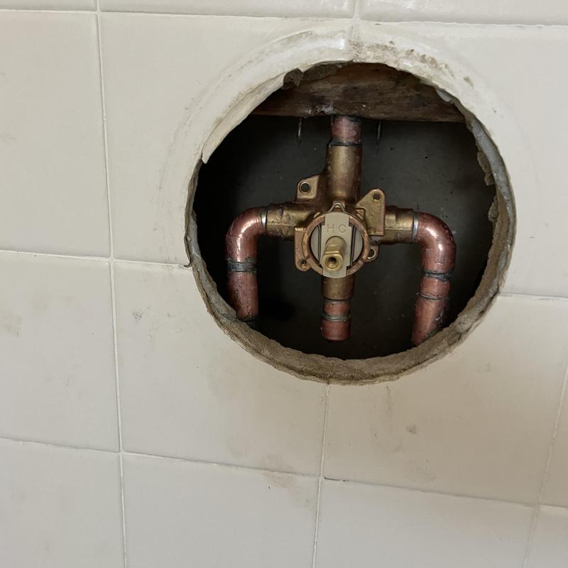 Moen single-handle shower valve installation in wall