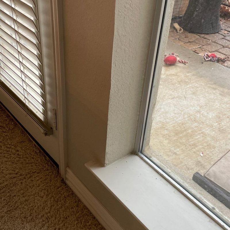 Stucco wall corner patching near window and door frame Stucco wall corner patching near window and door frame