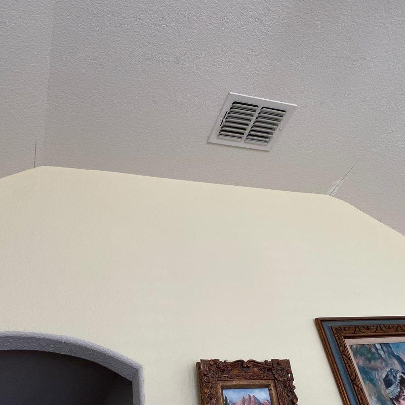 Ceiling seam cracks near air vent and wall edges Ceiling seam cracks near air vent and wall edges