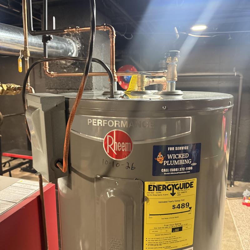 Rheem water heater with new plumbing connections