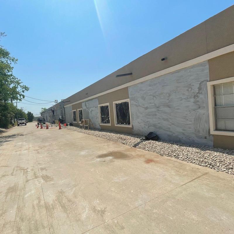 Stucco facade patching and crack repair at facility Stucco facade patching and crack repair at facility