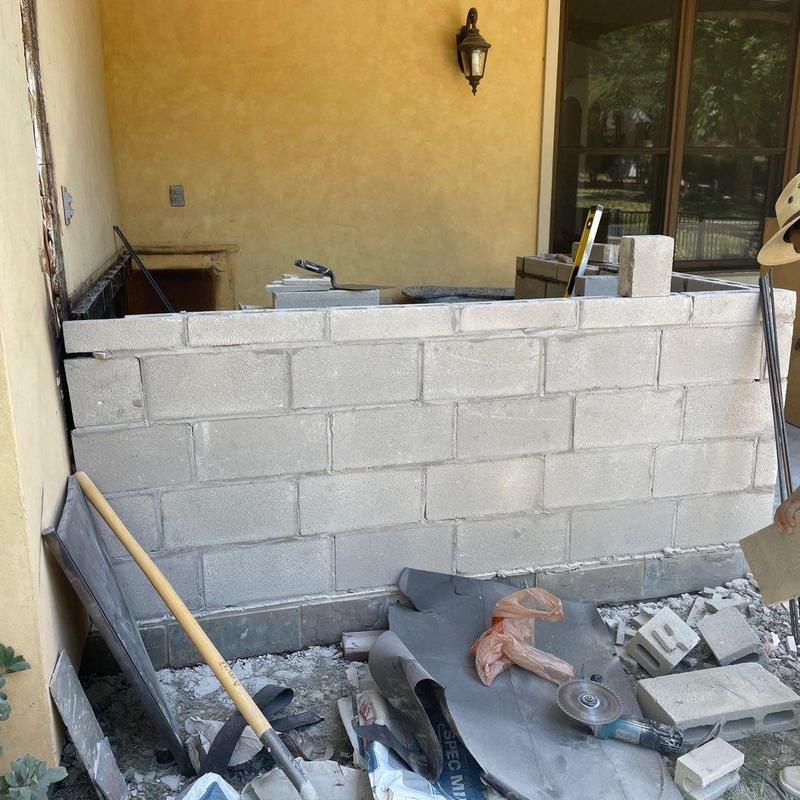 Concrete block wall for outdoor grill area rebuild Concrete block wall for outdoor grill area rebuild
