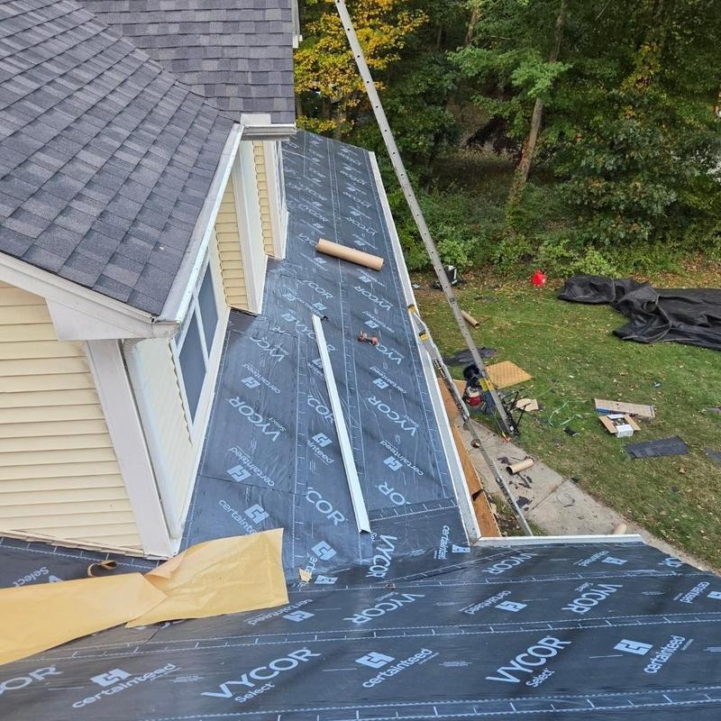 VYCOR ice and water shield on roof deck installation