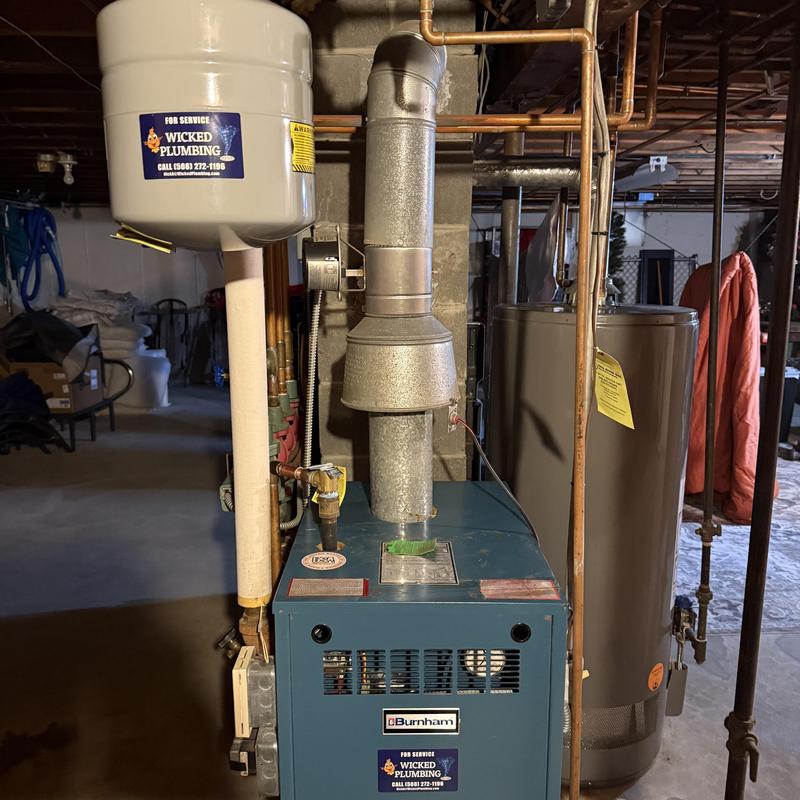 Boiler system with vent and expansion tank repair
