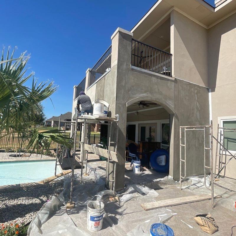 Stucco surface around raised patio and balcony repair Stucco surface around raised patio and balcony repair