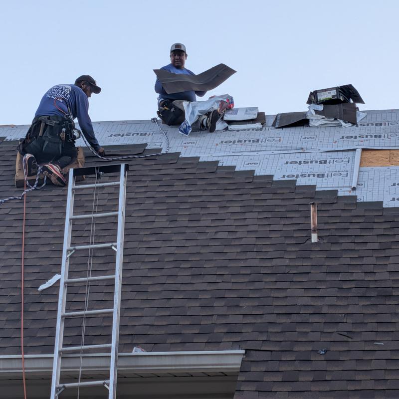 GAF HTC Barkwood shingles installation on residential roof GAF HTC Barkwood shingles installation on residential roof