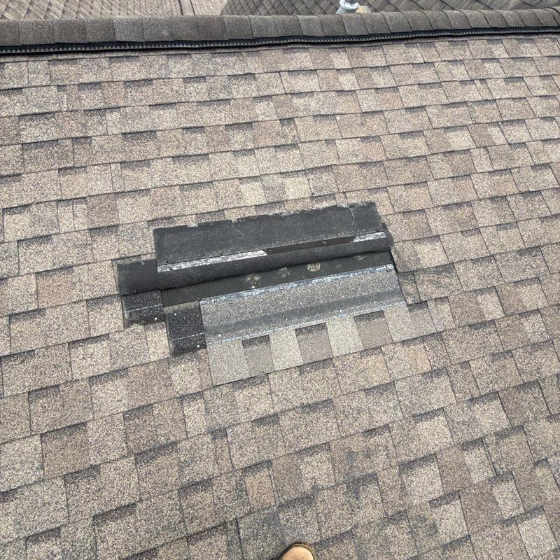 Roof shingles with missing and damaged sections
