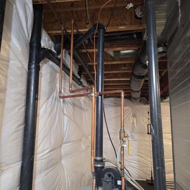 Copper water supply lines with gas and PVC piping