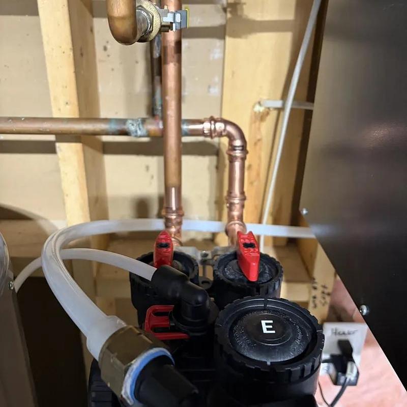 Water softener valves and copper piping installation