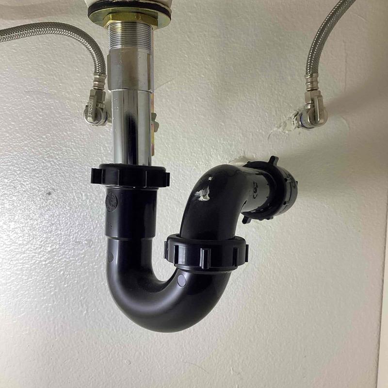 Bathroom sink P-trap and supply lines installation