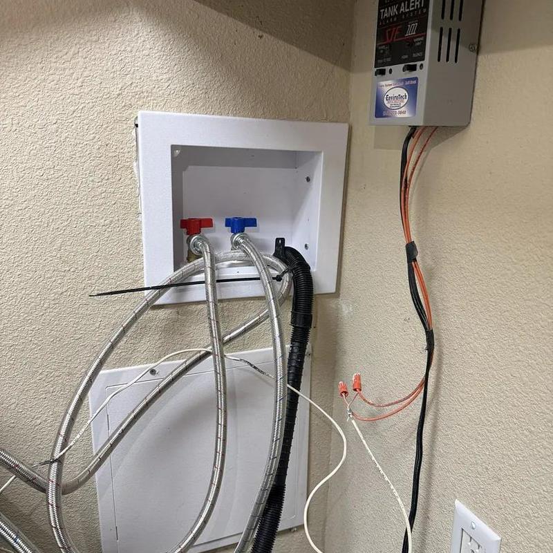 Washer box with hose connections and wiring Washer box with hose connections and wiring