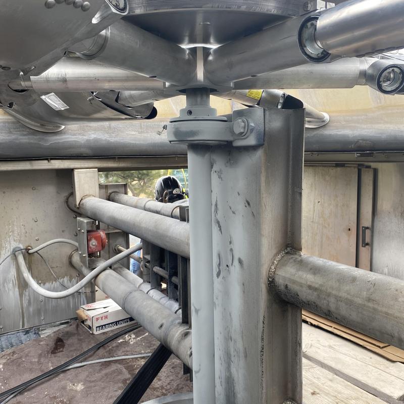 Cooling tower fan shaft and support assembly installation Cooling tower fan shaft and support assembly installation