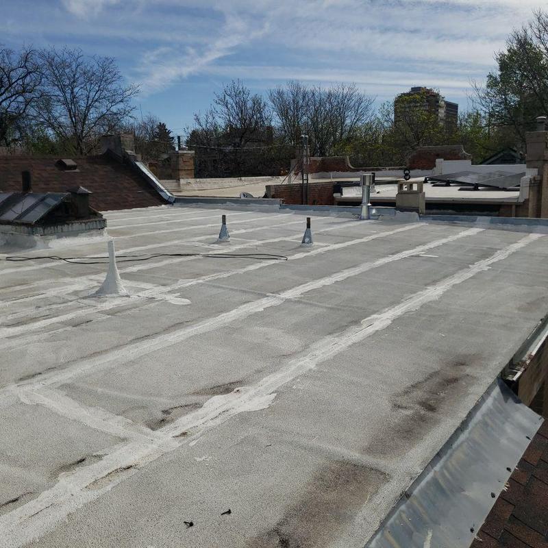 Modified bitumen roof with seam separation and wear Modified bitumen roof with seam separation and wear