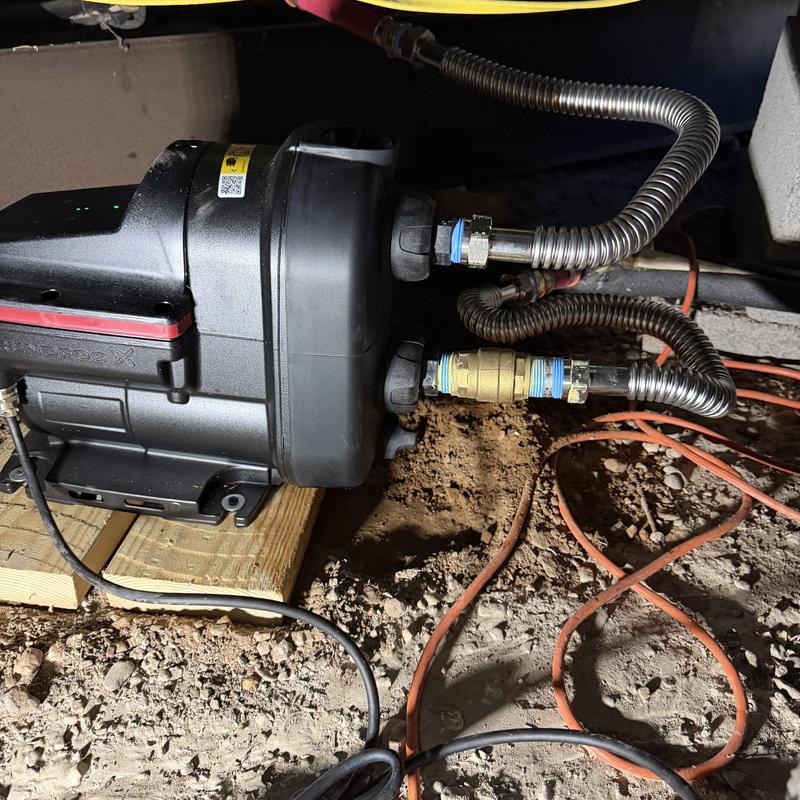 Grundfos Scala2 water pressure pump installation with pipes Grundfos Scala2 water pressure pump installation with pipes