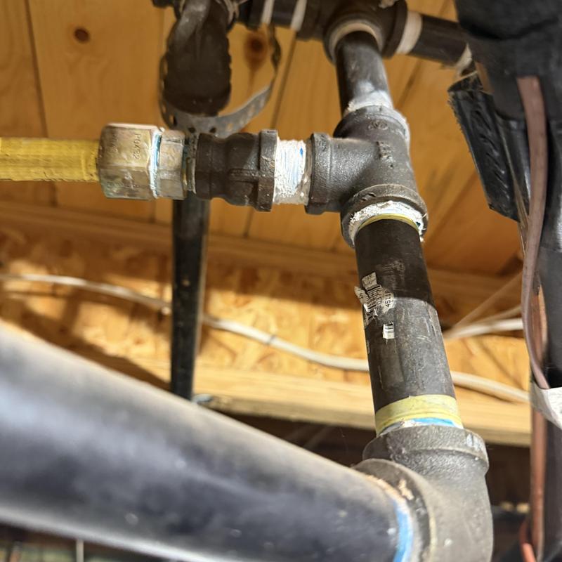Gas line for fireplace in crawlspace near manifold Gas line for fireplace in crawlspace near manifold
