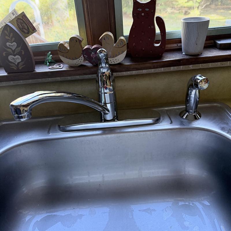 Kitchen faucet and sink with soap dispenser