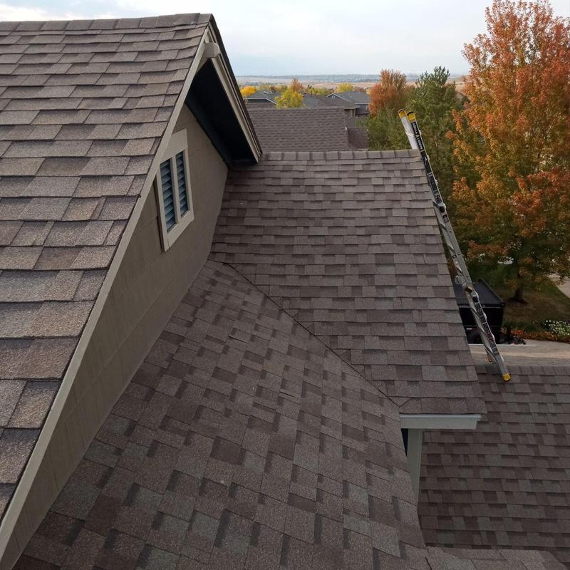 Owens Corning Duration shingle roof with ladder